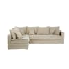 Canapé d'angle gauche convertible 5 places beige ficelle